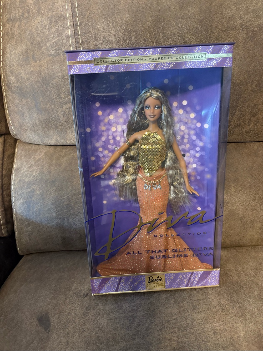 Barbie Diva Collection Gold and Orange Sequin Gown Doll